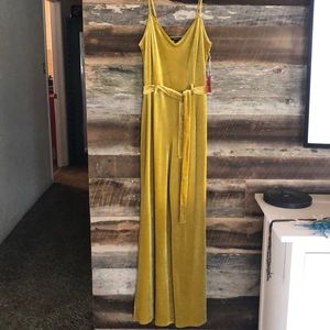 Yellow velvet jumpsuit